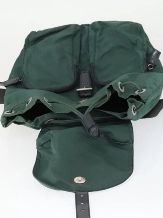 PRADA Backpack Nylon Green Silver Auth 166306 main image 7